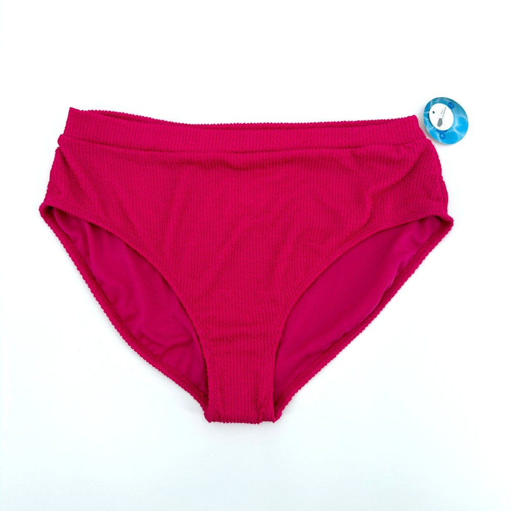 Decree Womens High Rise Textured Full Coverage Bikini Bottom Pink XL NWT